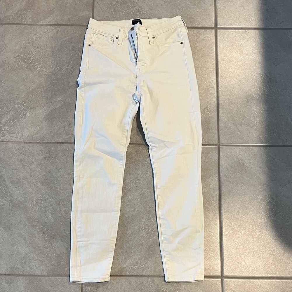J. Crew High-Rise Skinny Pants in Cream